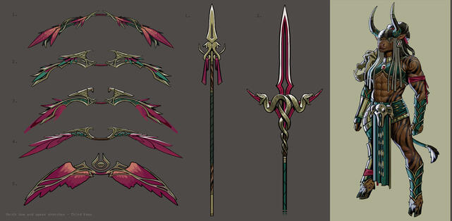 Bow and spear sketches