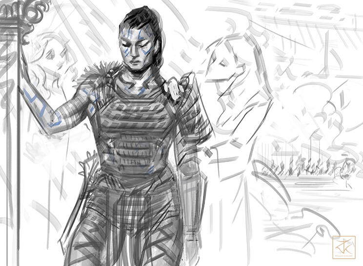 Boddica - Composition sketch